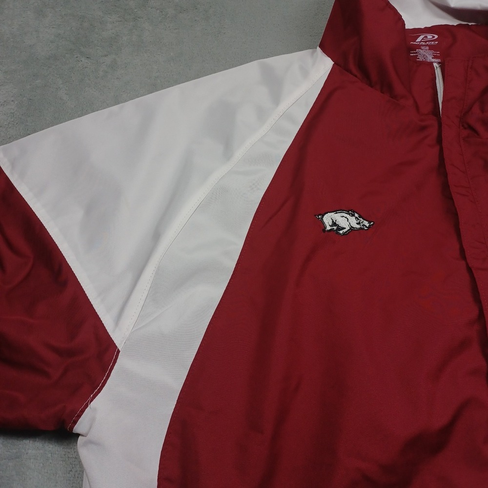 Arkansas Razorbacks Jacket Mens XXL Red Windbreaker Full Zip Pockets Casual - Picture 2 of 8
